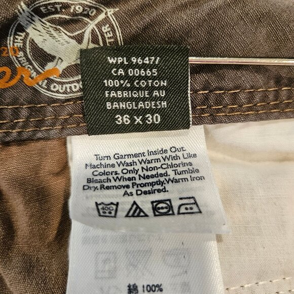 Eddie Bauer Mens 36x30 Khaki Cargo Pants Cotton Relaxed Fit Multi Pockets - Picture 16 of 16